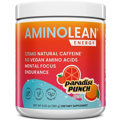 AminoLean Pre Workout Powder, Amino Energy with Vegan BCAA Amino Acids & Natural Caffeine, Preworkout Boost for Men & Women, Paradise Punch