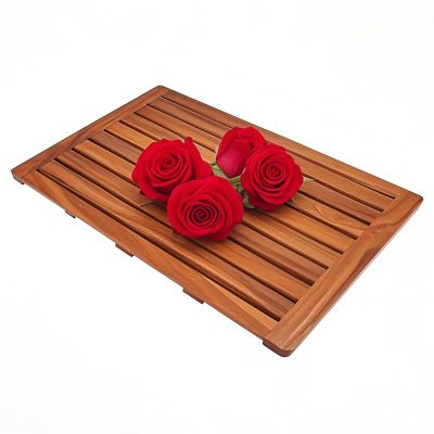 Waterproof and Durable Teak Bathroom mat, Holds up to 500 pounds. Suitable for bathrooms, bathtubs, spas, Pools, and Outdoors.(41" x 36" (Rectangular))
