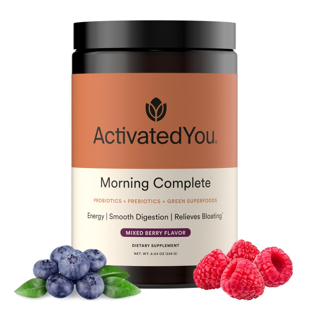 ActivatedYou Morning Complete Super Greens Powder Drink Mix - Gut Health Boost with Prebiotics, Probiotics, & Antioxidants - 10 Billion CFUs, Mixed Berry Flavor Greens Superfood Powder - 30 Day Supply