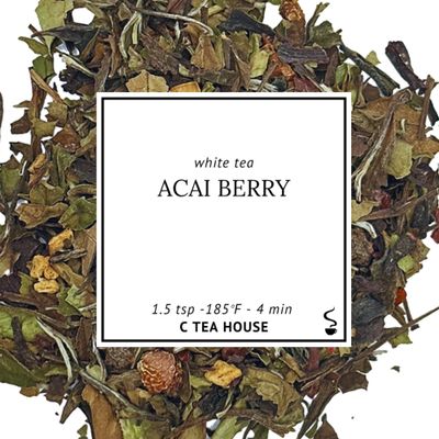 C Tea House Acai Berry White Tea Loose Leaf Tea Low Caffeine, White Tea with Blueberries, Elderberries & Natural Acai Flavor 1Lb Resealable Pouch