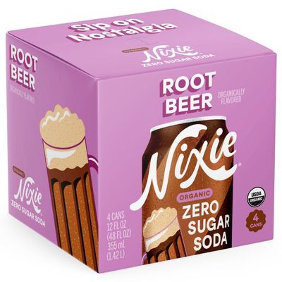 Nixie, Soda Zero Sugar Root Beer Organic, 12 Fl Oz, 4 Pack