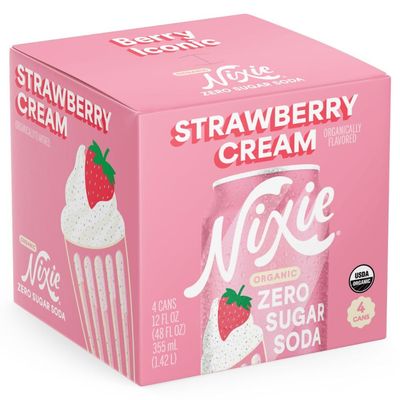 Nixie, Soda Zero Sugar Strawberry Cream Organic, 12 Fl Oz, 4 Pack