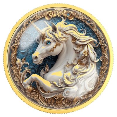 Unicorn Dream Coin Mystical Unicorn Medallion Token Beautiful Flower Crown Design Symbol of Purity, Magic, and Strength (Gold Color)