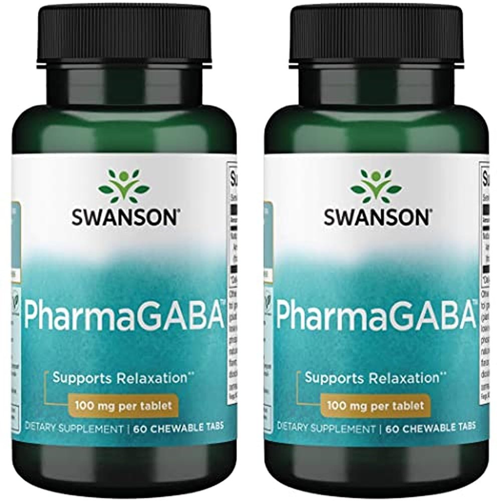 Swanson Amino Acid Pharmagaba 100 Milligrams 60 Chwbls (2 Pack)