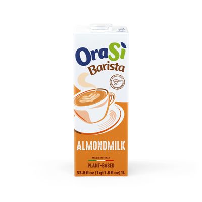 OraS Almond Milk Barista | High-Foaming Plant-Based Almond Milk for Coffee, Latte Art & Italian-Style Cappuccino | Dairy-Free, Gluten-Free, Non-GMO | 1 L (33.8 fl oz) Carton