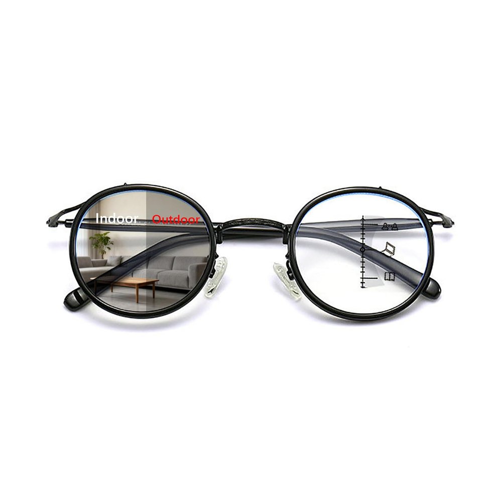 laureles Vintage Round Progressive Multifocal Reading Glasses Women Photochromic Sunglasses for Men Readers (C1, +1.00 Magnification)