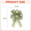 MECCANIXITY 5 Pcs 4 Inch Large Big Pull Bow Organza Gift Wrapping Bows Ribbon for Wedding Car Baskets Presents Christmas Bow, Green view 2