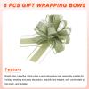 MECCANIXITY 5 Pcs 4 Inch Large Big Pull Bow Organza Gift Wrapping Bows Ribbon for Wedding Car Baskets Presents Christmas Bow, Green view 4