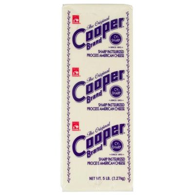 Cooper Sharp White American Cheese Block 5 lb Aged, Real Milk Cheese for Slicing, Melting, and Snacking (5 LB)