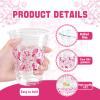 KOPOOEOE 100 Pcs Pink Cowgirl Plastic Cups,16 oz Disco Western Cowgirl Clear Disposable Plastic Cups Drinking Cups for Cowgirl Birthday Baby Shower Lets Go Girls Party Supplies view 3