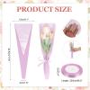 MECCANIXITY 50 Pcs Single Rose Flower Sleeves Bulk 17.7x4.7x1.2 Inch Floral Wrapping Paper Bags with Ribbons for Mother's Day Wedding Birthday Bouquet Graduation Gifts (Purple/Purple Pink) view 2