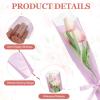 MECCANIXITY 50 Pcs Single Rose Flower Sleeves Bulk 17.7x4.7x1.2 Inch Floral Wrapping Paper Bags with Ribbons for Mother's Day Wedding Birthday Bouquet Graduation Gifts (Purple/Purple Pink) view 3