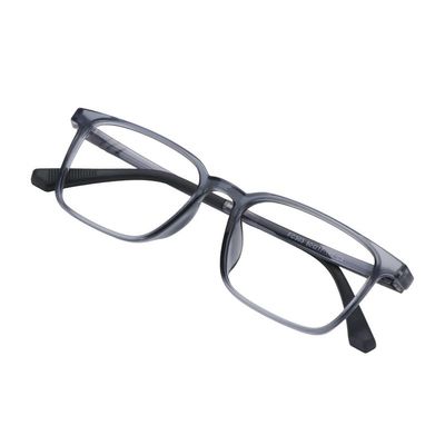 VisionGlobal Blue Light Blocking Glasses, Computer Reading, TV Glasses, Stylish Square Frame (Gray,+4.50 Magnification)