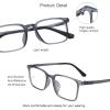 VisionGlobal Blue Light Blocking Glasses, Computer Reading, TV Glasses, Stylish Square Frame (Gray,+4.50 Magnification) view 2