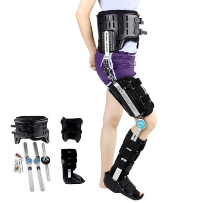 HCZKIUJ Hinged Knee Braceadjustable Post Op Knee Support Orthosis, Full Leg Stabilizer, Fully Adjustable Leg Ankle Foot Fixed Bracket (Right 12.2 * 16.9Inch)