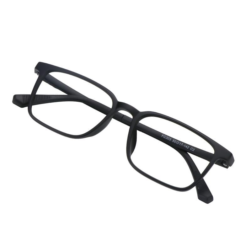 VisionGlobal Blue Light Blocking Glasses, Computer Reading, TV Glasses, Stylish Square Frame (Matte Black,+4.75 Magnification)