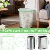 4 Gallon 100PCS Small Drawstring Trash Bags, Floral Printed Design,Thick Pre-separated Garbage Bags Mini Wastebasket can Liners for Bathroom Bedroom Office view 2