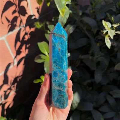 1pc 12-14cm Blue Apatite Tower Crystals for Sensory Pleasure Relaxation Special Gift Gemstone Stone