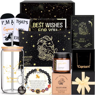 12PCS Capricorn Birthday Gifts for Women-Capricorn Zodiac Gifts for Women, Mom, Wife, Self Care Package,Get Well Soon, Mother's Day Baskets Birthday Astrological Baskets