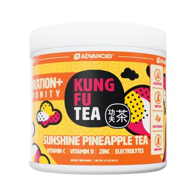 Advanced x Kung Fu Tea Hydration Powder + Immunity Support | Electrolyte Drink Mix with Vitamin C, Zinc, Vitamin D | Zero Sugar, Keto Friendly - (30 Servings, Sunshine Pineapple)