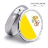Round Pill Box, Novelty Vatican City State Flag Printing Small Travel Pill Case with Mirror Portable Metal Medicine Container Vitamin Organizer for Purse Pocket view 2