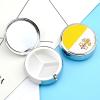 Round Pill Box, Novelty Vatican City State Flag Printing Small Travel Pill Case with Mirror Portable Metal Medicine Container Vitamin Organizer for Purse Pocket view 4