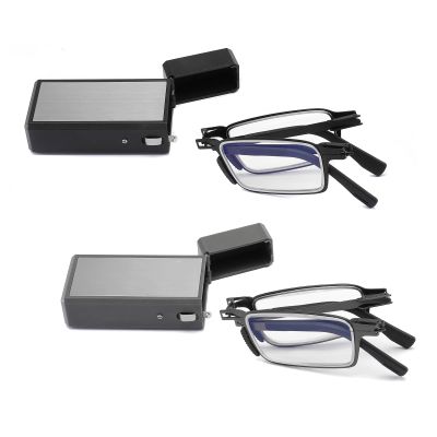 VEQINIKA Folding Reading Glasses with Case Lightweight Blue Light Readers for Men & Women, Upgraded Hinges and Adjustable Nose Pads, Pocket-Size Design for Everyday Use (Gray&Black, 2.25, x)