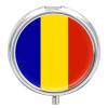 Round Pill Box, Novelty Romania Flag Printing Small Travel Pill Case with Mirror Portable Decorative Metal Medicine Container Vitamin Organizer for Purse Pocket view 1