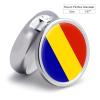 Round Pill Box, Novelty Romania Flag Printing Small Travel Pill Case with Mirror Portable Decorative Metal Medicine Container Vitamin Organizer for Purse Pocket view 2