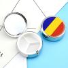 Round Pill Box, Novelty Romania Flag Printing Small Travel Pill Case with Mirror Portable Decorative Metal Medicine Container Vitamin Organizer for Purse Pocket view 4