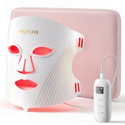 MICEYLIVE Red Light Therapy for Face Mask, Blue Light Therapy for Acne, Gifts for Women, Wrinkle LED Face Mask, 432 LED with Full Face Coverage & 3 Light Modes, Travel Bag for Home Use & Travel, Black