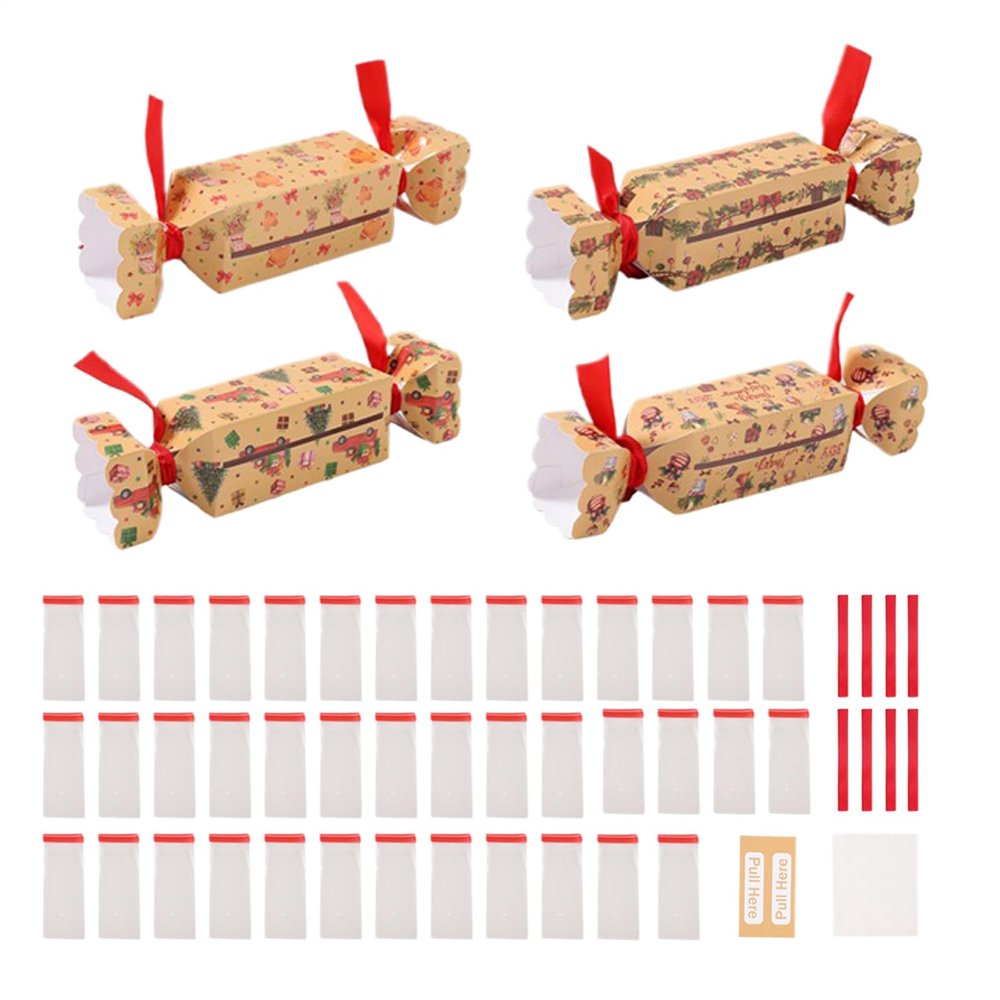 4pcs Christmas Surprise Money Pull Pouch,christmas Cracker Money Holder,Cash Storage Decoration,Crackers Candy Coin Boxes For Home Living Rooms Holiday Events Festivals Celebrations, 20x10x1cm