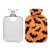 Halloween Bat Black and Orange Travel hot Water Bottle with Soft Cover, 2L Water Bag for Hot and Cold Therapies, Period Cramps view 2