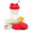 Premium Protein Shaker Bottle With Storage Compartments, 500ml Capacity, White and Red, Twist Lock Containers, 2 Pack view 3