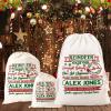 Pwwusark Custom Santa Sacks with Name Reindeer Personalized Large Gift Bag with Drawstring for Kids Canvas Xmas Presents Storage view 1