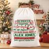 Pwwusark Custom Santa Sacks with Name Reindeer Personalized Large Gift Bag with Drawstring for Kids Canvas Xmas Presents Storage view 2