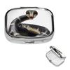Cobra Snake Pill Box 2 Compartment Round Metal Pill Case for Purse & Pocket, Portable Medicine Organizer Travel Pillbox Daily Pill Container Holder to Hold Vitamins, Fish Oil view 1