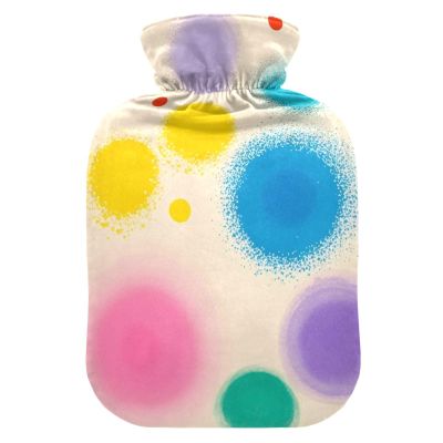 Colored Polka Dots Cute hot Water Bottle with Soft Cover, 2L Water Bags for Sore Muscle, Arthritis, Neck Shoulder Warmer