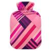 Fuchsia Striped Colorful Travel hot Water Bottle with Soft Cover, 2L Water Bottle Bag for Tummy Warmer, Hand Feet Warmer view 1
