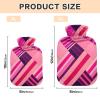 Fuchsia Striped Colorful Travel hot Water Bottle with Soft Cover, 2L Water Bottle Bag for Tummy Warmer, Hand Feet Warmer view 3
