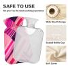 Fuchsia Striped Colorful Travel hot Water Bottle with Soft Cover, 2L Water Bottle Bag for Tummy Warmer, Hand Feet Warmer view 4