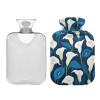 White and Blue Calla Lilies Water Bottle for hot Water with Soft Cover, 2L hot Water Bag for Tummy Warmer, Hand Feet Warmer view 2