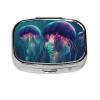 Color Jellyfish Pill Box 2 Compartment Round Metal Pill Case for Purse & Pocket, Portable Medicine Organizer Travel Pillbox Daily Pill Container Holder to Hold Vitamins, Fish Oil view 2