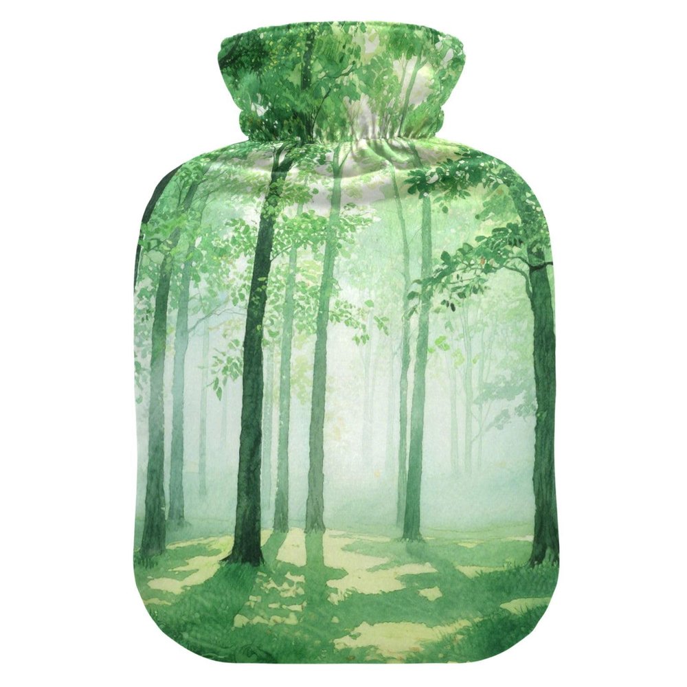 Fresh Safari Green Trees hot Waterbottle with Soft Cover, 2L hotwater Bag for Menstrual Cramps, Neck and Shoulder Pain Relief, Pain Relief