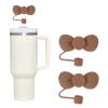 2pcs Brown Bow Silicone Straw Cover for 10mm Straw Covers Cap for Stanley Cup Accessories, Cute Topper for Tumblers Cap Stopper for Reusable Straws Tip Lids view 1