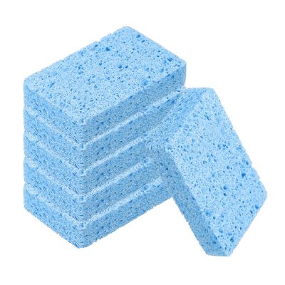 uxcell 6 Pcs Scrub Sponges, 2.8" x 4.3" x 0.8" Kitchen Sponges Non-Scratch Natural Sponge Reusable Soft Dish Sponge for Washing Dishes Kitchen Bathroom Cleaning DIY Craft, Blue