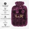 Personalised Embroidered Hot Water Bottle with Fluffy Faux Rabbit Fur Cover 2L Capacity Explosion Proof 33x19cm for Hand Warmth and Christmas Gifts#7 view 2