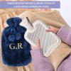 Personalised Embroidered Hot Water Bottle with Fluffy Faux Rabbit Fur Cover 2L Capacity Explosion Proof 33x19cm for Hand Warmth and Christmas Gifts#7 view 4