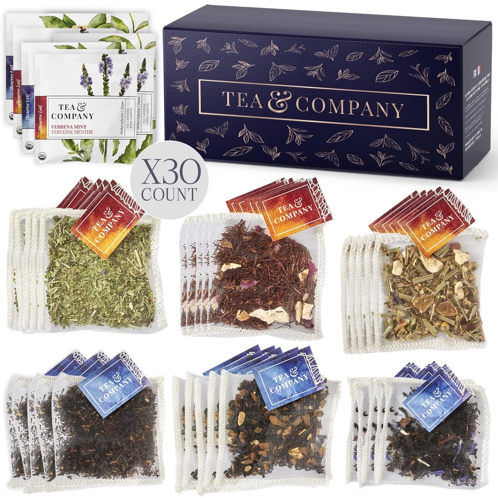 Mighty Leaf Tea and Company Organic Tea Sampler 30 Count Silken Tea Bags 6 Assorted Flavors: Earl Grey, Rooibos, Emperor Breakfast, Meridian Chai, Verbena Mint, Chamomile Yuzu