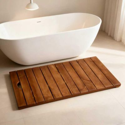Mexyat 16 20 24 26 30 36 40 46 48 in Original SPA-Grade Quick-Drying Teak Bathroom mat,Waterproof and Non-Slip, Easy to Clean, Suitable for Indoor Spa or Outdoor35in38in